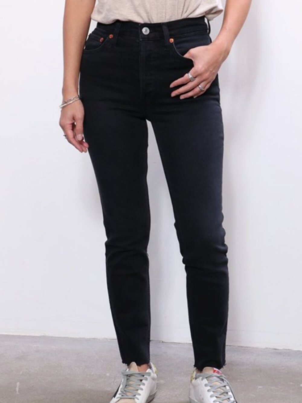 RE/DONE 90S High Rise Ankle Crop Black